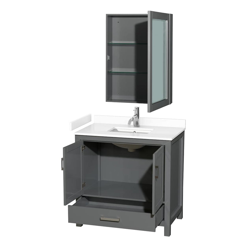 Sheffield 36" Free Standing Single Basin Vanity Set with Cabinet, Cultured Marble Vanity Top, and Medicine Cabinet - image 13