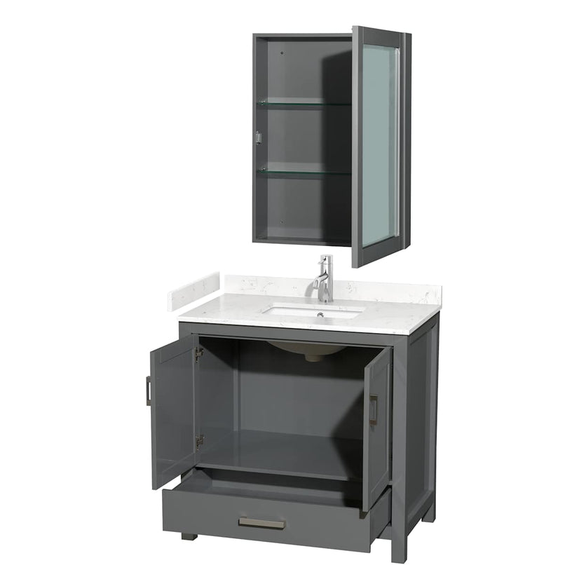 Sheffield 36" Free Standing Single Basin Vanity Set with Cabinet, Cultured Marble Vanity Top, and Medicine Cabinet - image 14