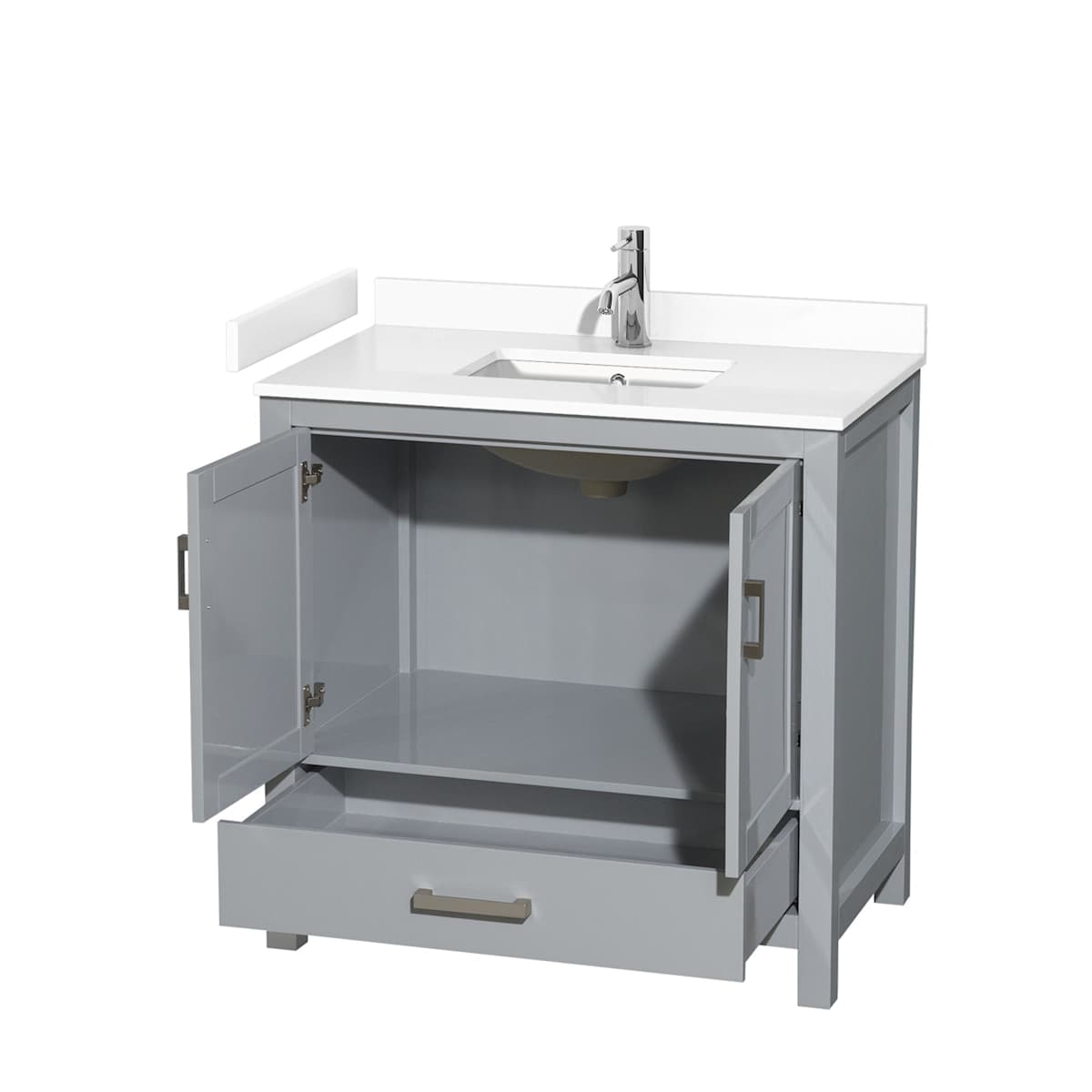 Sheffield 36" Free Standing Single Basin Vanity Set with Cabinet and Cultured Marble Vanity Top