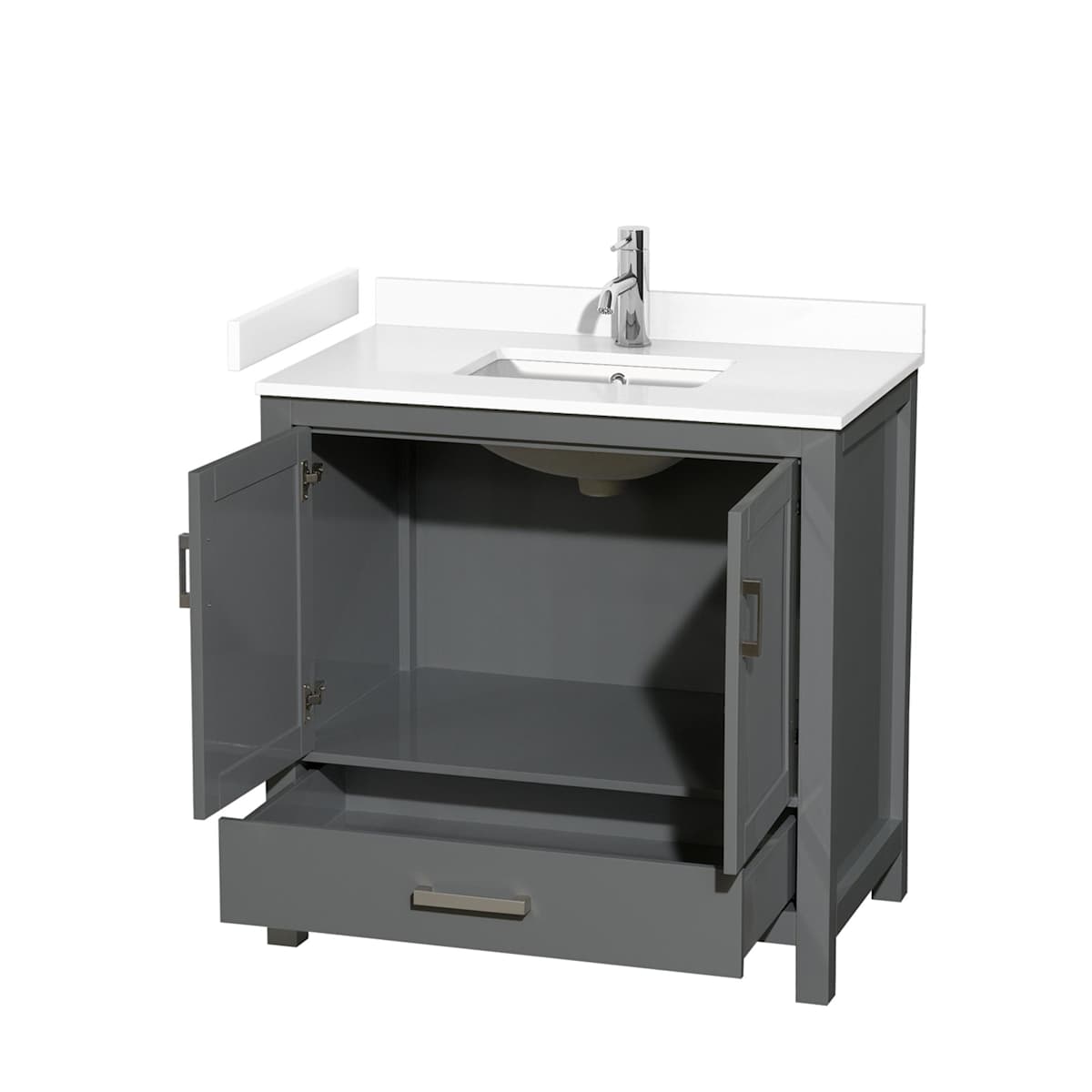 Sheffield 36" Free Standing Single Basin Vanity Set with Cabinet and Cultured Marble Vanity Top