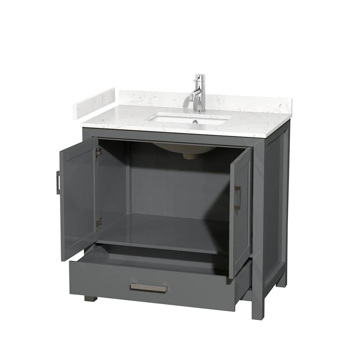Sheffield 36" Free Standing Single Basin Vanity Set with Cabinet and Cultured Marble Vanity Top