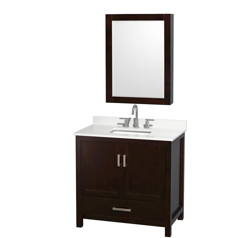 Sheffield 36" Free Standing Single Basin Vanity Set with Cabinet, Quartz Vanity Top, and Medicine Cabinet - image 1