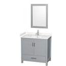 Sheffield 36" Free Standing Single Basin Vanity Set with Cabinet, Cultured Marble Vanity Top, and Framed Mirror - image 1