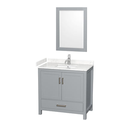 Sheffield 36" Free Standing Single Basin Vanity Set with Cabinet, Cultured Marble Vanity Top, and Framed Mirror - image 1