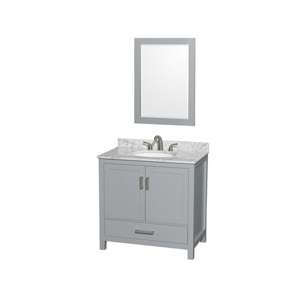 Sheffield 36" Free Standing Single Basin Vanity Set with Cabinet, Marble Vanity Top, and Framed Mirror - image 1