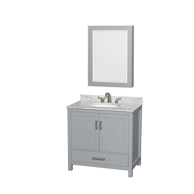 Sheffield 36" Free Standing Single Basin Vanity Set with Cabinet, Marble Vanity Top, and Medicine Cabinet - image 1