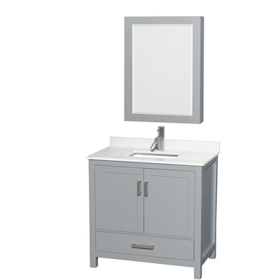 Sheffield 36" Free Standing Single Basin Vanity Set with Cabinet, Quartz Vanity Top, and Medicine Cabinet - image 1