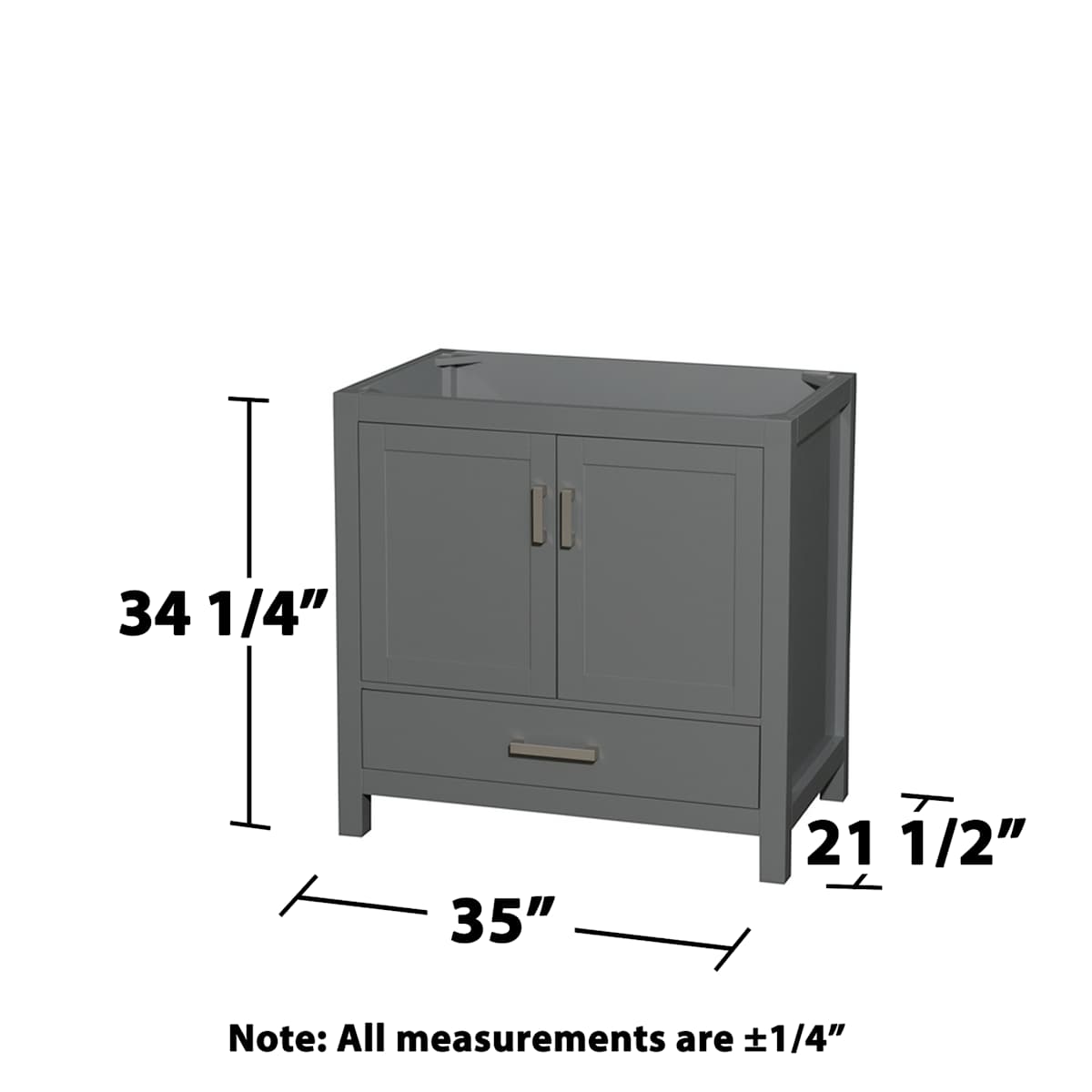 Sheffield 36" Single Free Standing Vanity Cabinet - Less Vanity Top - image 12