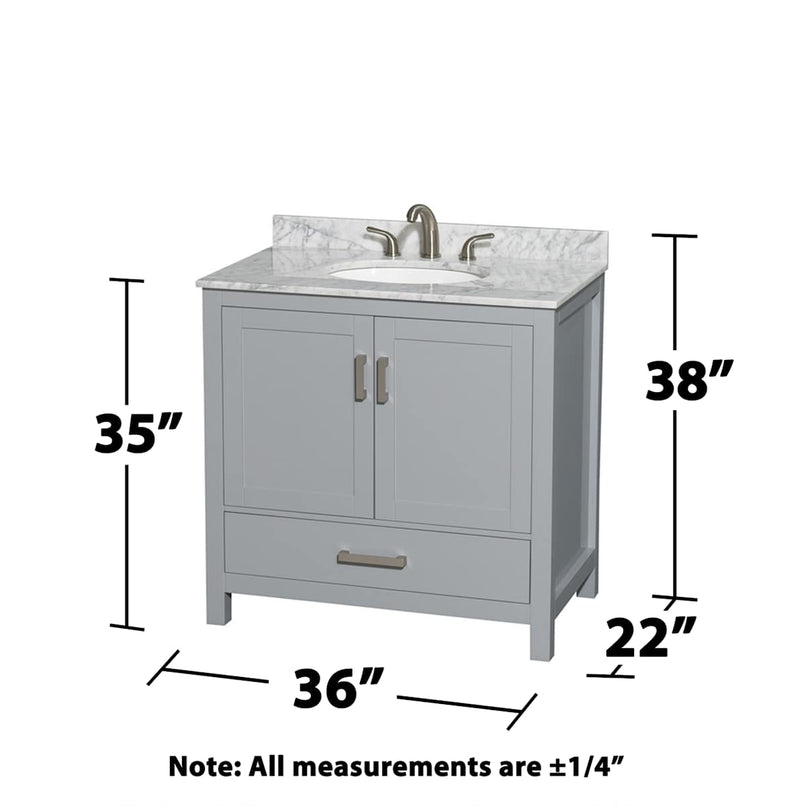 Sheffield 36" Free Standing Single Basin Vanity Set with Cabinet, Marble Vanity Top, and Framed Mirror - image 4
