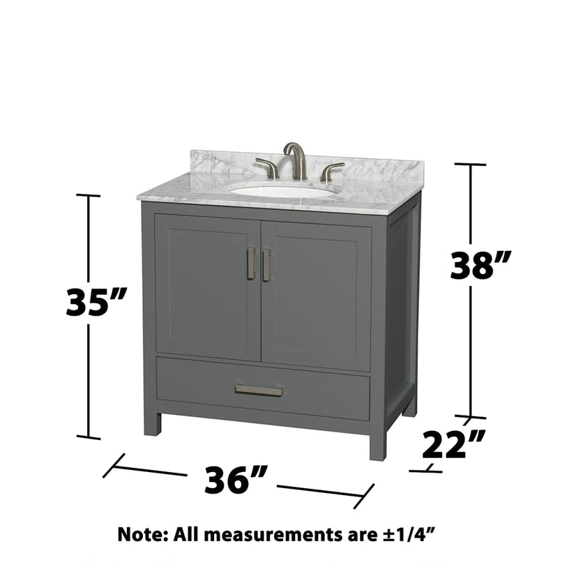 Sheffield 36" Free Standing Single Basin Vanity Set with Cabinet, Marble Vanity Top, and Framed Mirror - image 8
