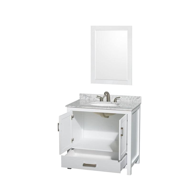 Sheffield 36" Free Standing Single Basin Vanity Set with Cabinet, Marble Vanity Top, and Framed Mirror - image 9