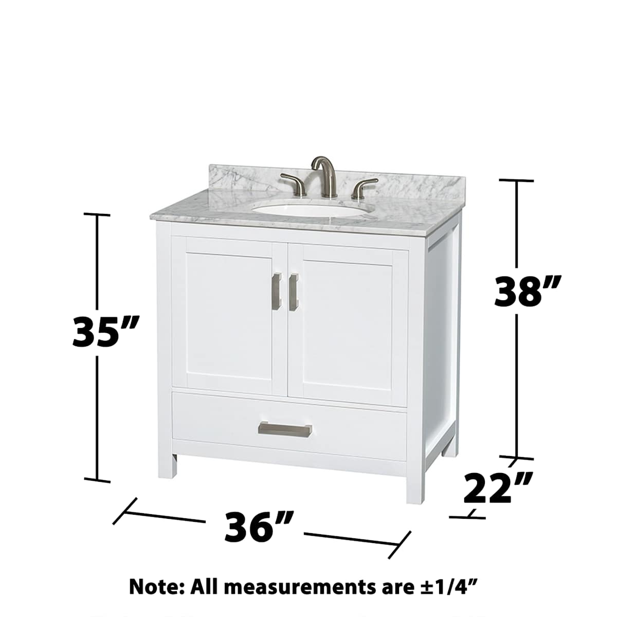 Sheffield 36" Free Standing Single Basin Vanity Set with Cabinet, Marble Vanity Top, and Framed Mirror