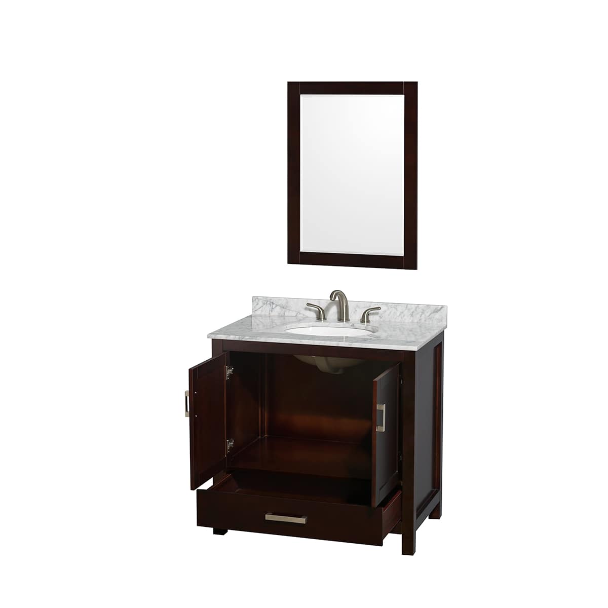 Sheffield 36" Free Standing Single Basin Vanity Set with Cabinet, Marble Vanity Top, and Framed Mirror - image 13