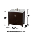 Sheffield 36" Free Standing Single Basin Vanity Set with Cabinet, Marble Vanity Top, and Framed Mirror - image 16