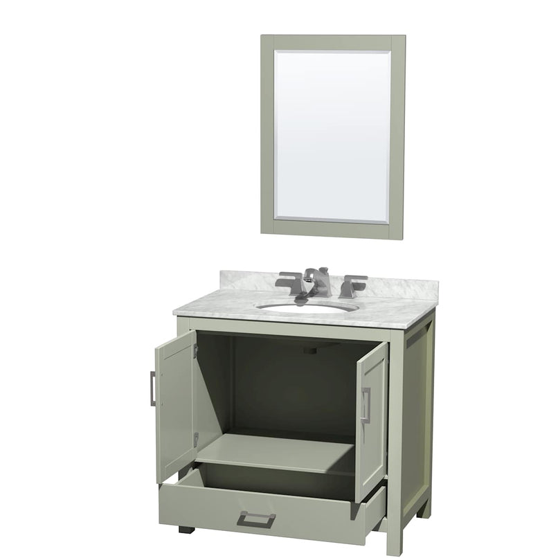 Sheffield 36" Free Standing Single Basin Vanity Set with Cabinet, Marble Vanity Top, and Framed Mirror - image 17