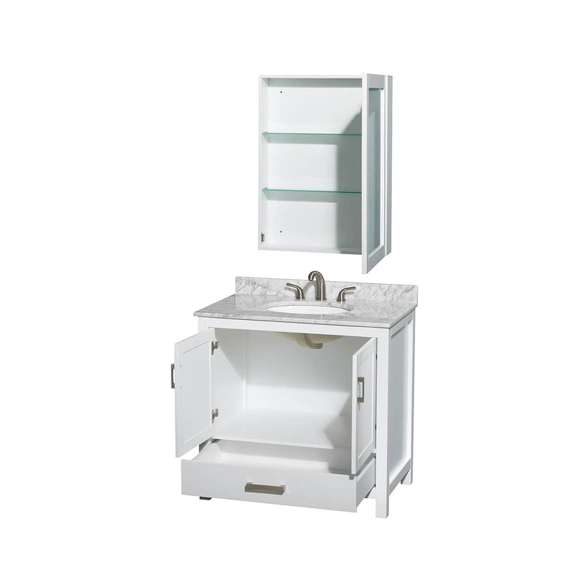 Sheffield 36" Free Standing Single Basin Vanity Set with Cabinet, Marble Vanity Top, and Medicine Cabinet - image 11