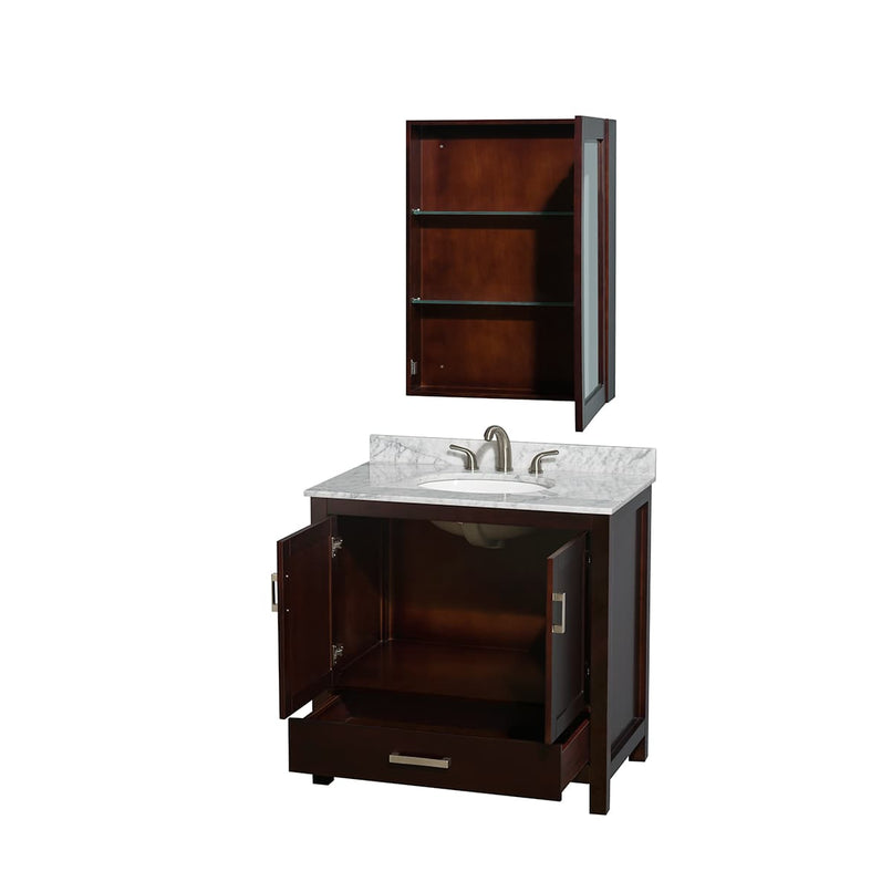 Sheffield 36" Free Standing Single Basin Vanity Set with Cabinet, Marble Vanity Top, and Medicine Cabinet - image 15