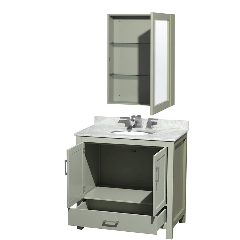 Sheffield 36" Free Standing Single Basin Vanity Set with Cabinet, Marble Vanity Top, and Medicine Cabinet - image 18