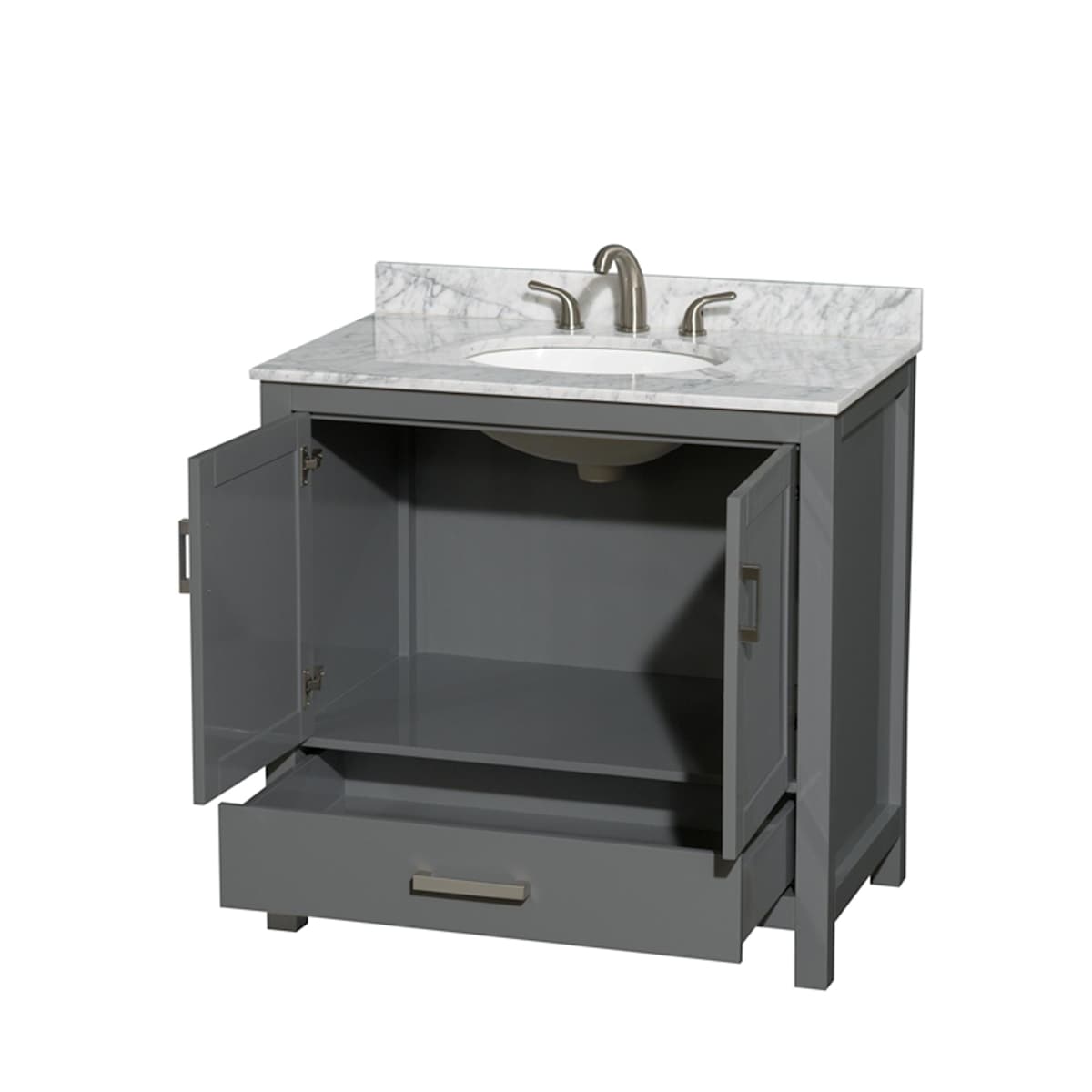 Sheffield 36" Free Standing Single Basin Vanity Set with Cabinet and Marble Vanity Top - image 4