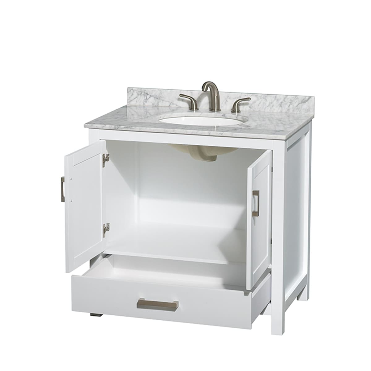 Sheffield 36" Free Standing Single Basin Vanity Set with Cabinet and Marble Vanity Top