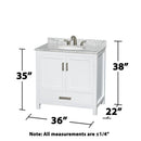 Sheffield 36" Free Standing Single Basin Vanity Set with Cabinet and Marble Vanity Top - image 9