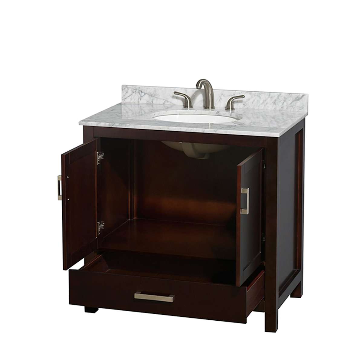 Sheffield 36" Free Standing Single Basin Vanity Set with Cabinet and Marble Vanity Top