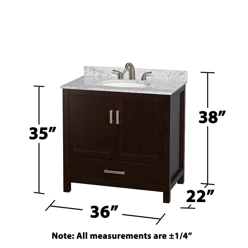 Sheffield 36" Free Standing Single Basin Vanity Set with Cabinet and Marble Vanity Top - image 12