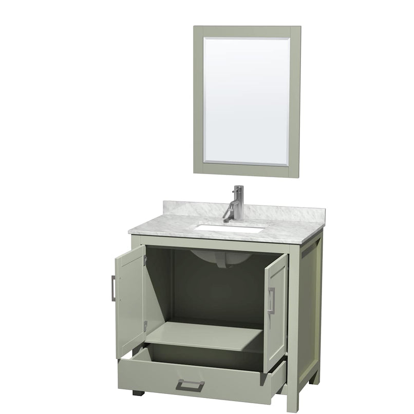 Sheffield 36" Free Standing Single Basin Vanity Set with Cabinet, Marble Vanity Top, and Framed Mirror - image 14