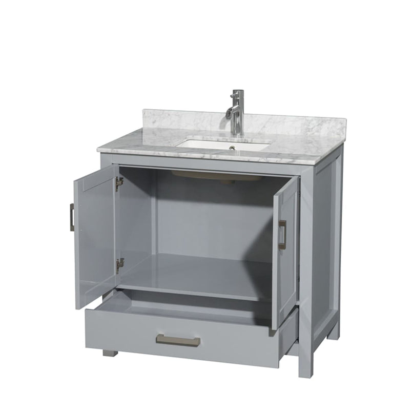 Sheffield 36" Free Standing Single Basin Vanity Set with Cabinet and Marble Vanity Top - image 2