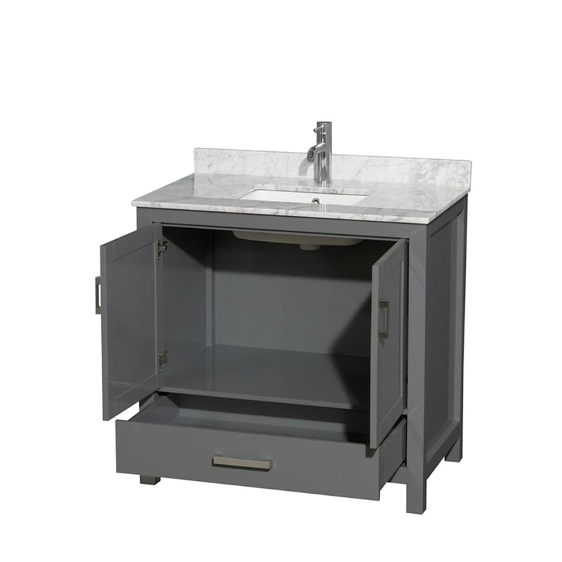 Sheffield 36" Free Standing Single Basin Vanity Set with Cabinet and Marble Vanity Top - image 4