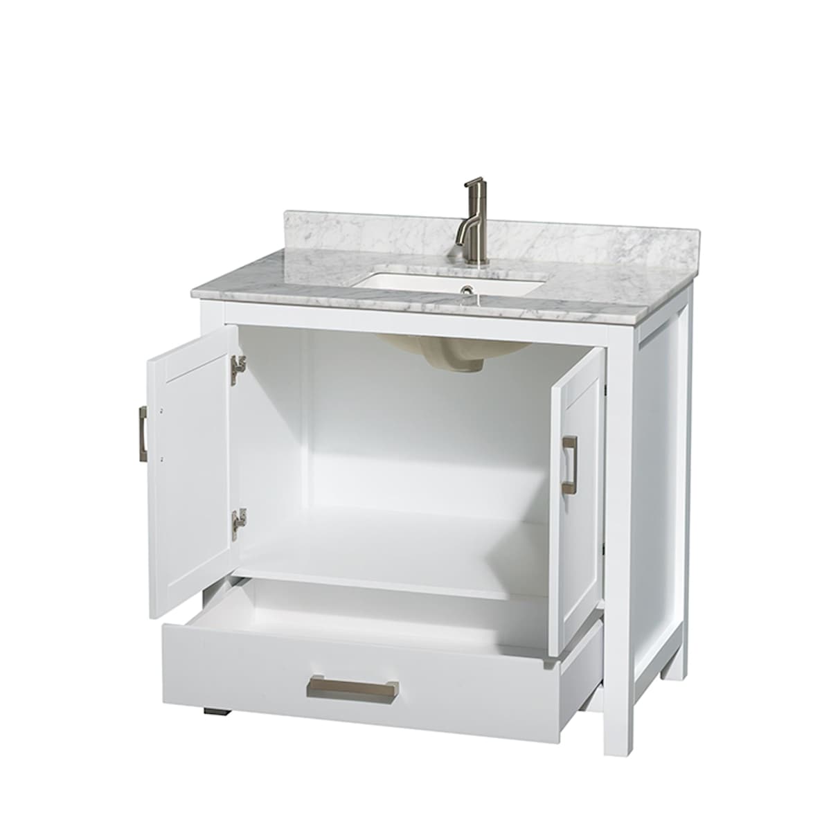 Sheffield 36" Free Standing Single Basin Vanity Set with Cabinet and Marble Vanity Top