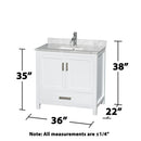 Sheffield 36" Free Standing Single Basin Vanity Set with Cabinet and Marble Vanity Top - image 9