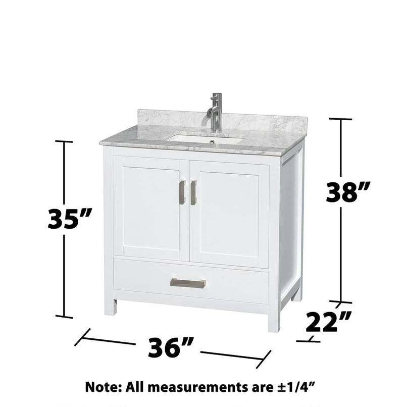 Sheffield 36" Free Standing Single Basin Vanity Set with Cabinet and Marble Vanity Top - image 9