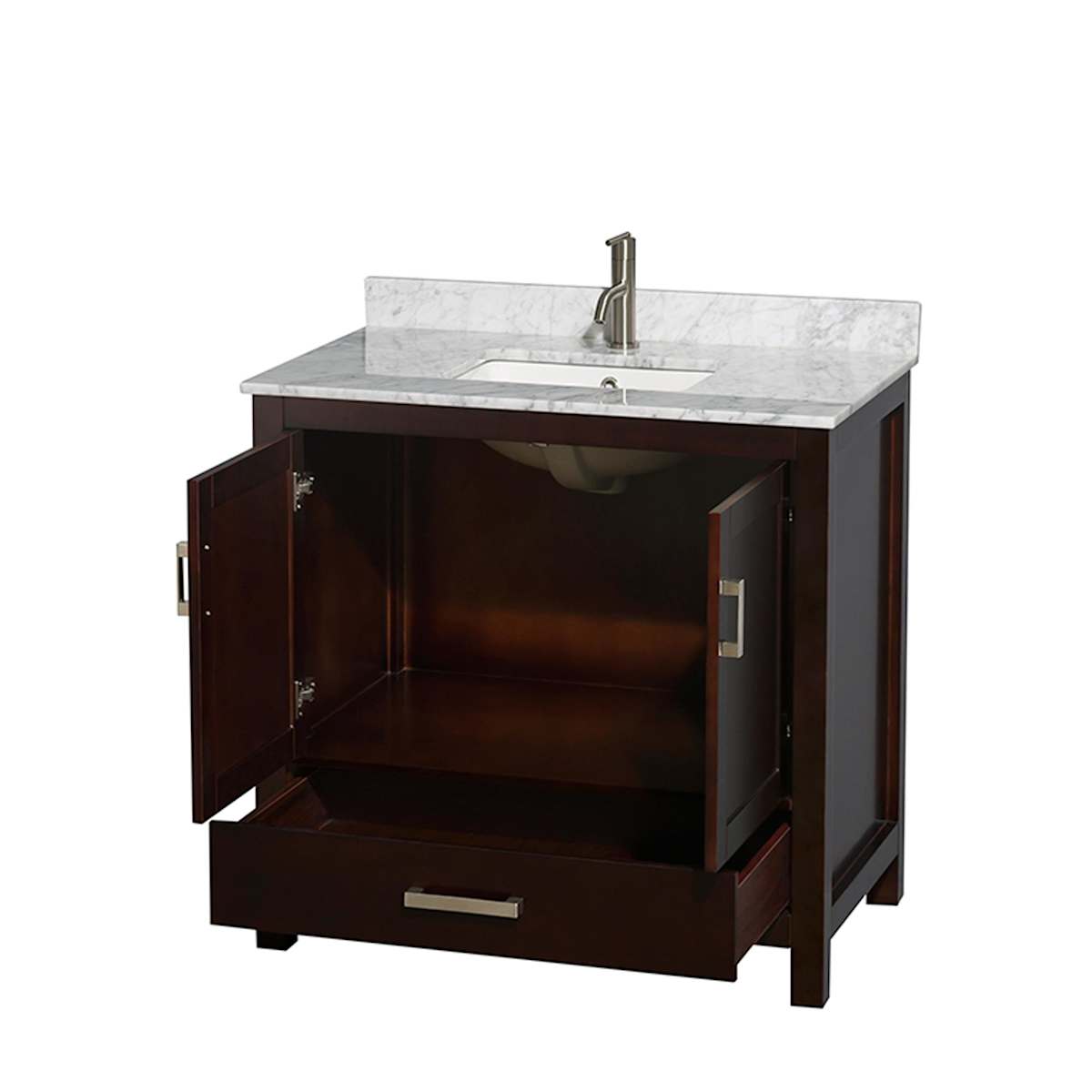 Sheffield 36" Free Standing Single Basin Vanity Set with Cabinet and Marble Vanity Top