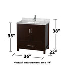 Sheffield 36" Free Standing Single Basin Vanity Set with Cabinet and Marble Vanity Top - image 12