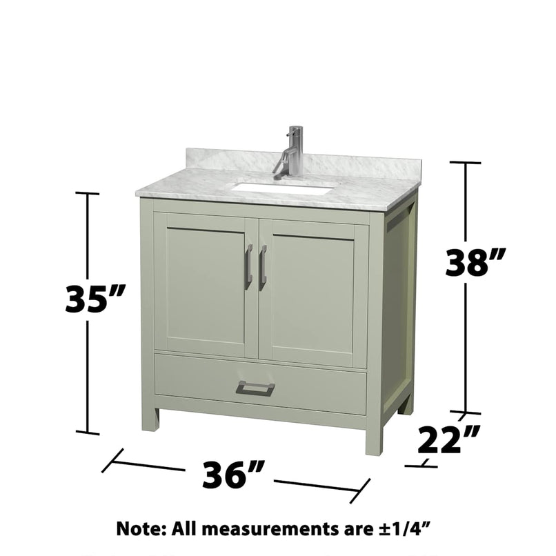 Sheffield 36" Free Standing Single Basin Vanity Set with Cabinet and Marble Vanity Top - image 14