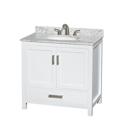 Sheffield 36" Free Standing Single Basin Vanity Set with Cabinet and Marble Vanity Top - image 1