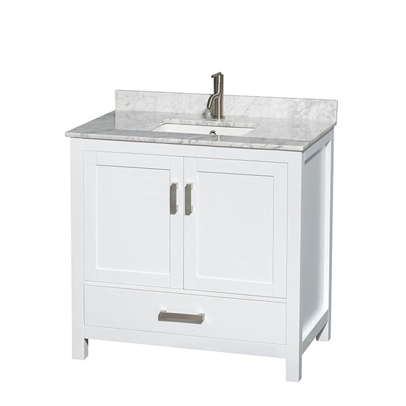 Sheffield 36" Free Standing Single Basin Vanity Set with Cabinet and Marble Vanity Top - image 1