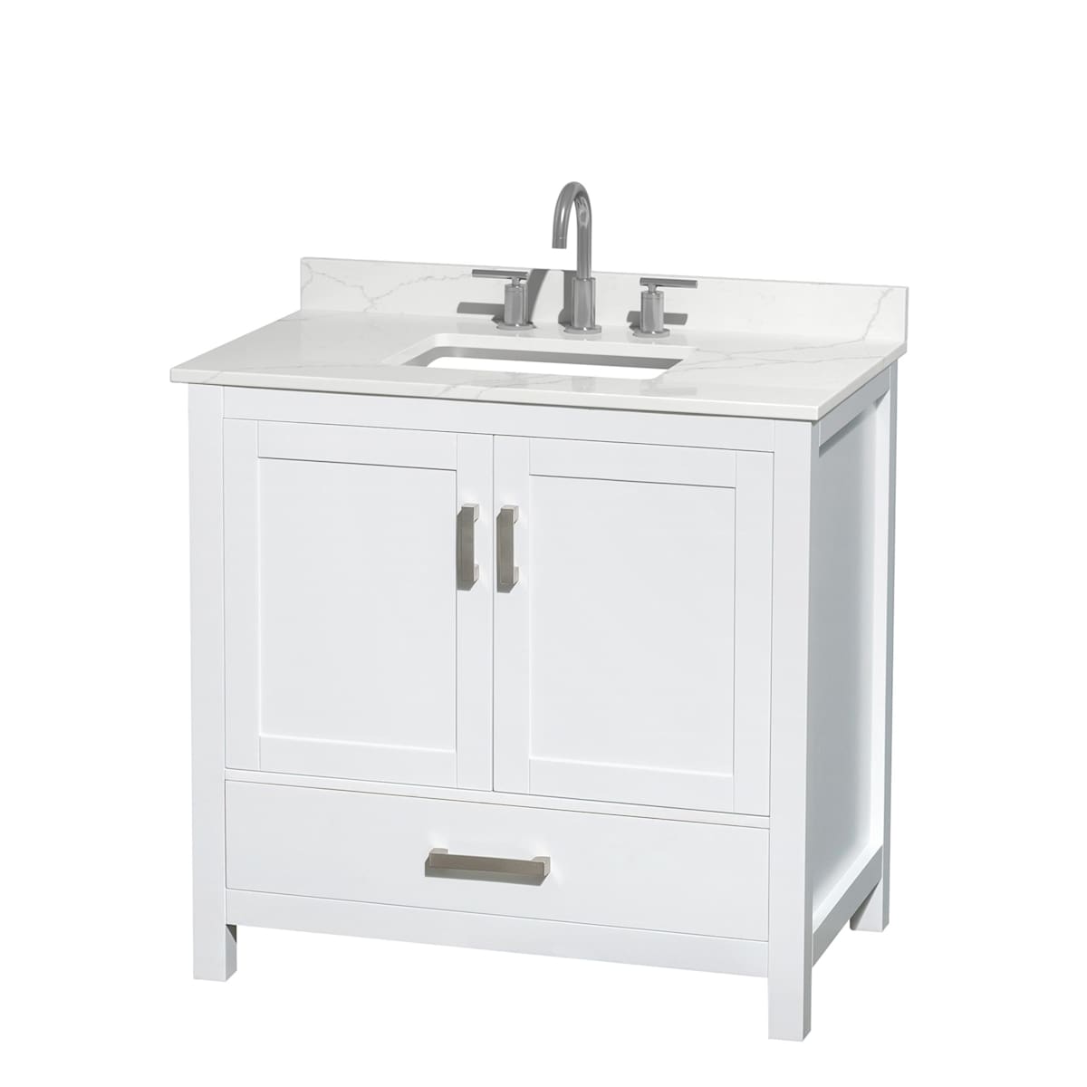Sheffield 36" Free Standing Single Basin Vanity Set with Cabinet and Quartz Vanity Top