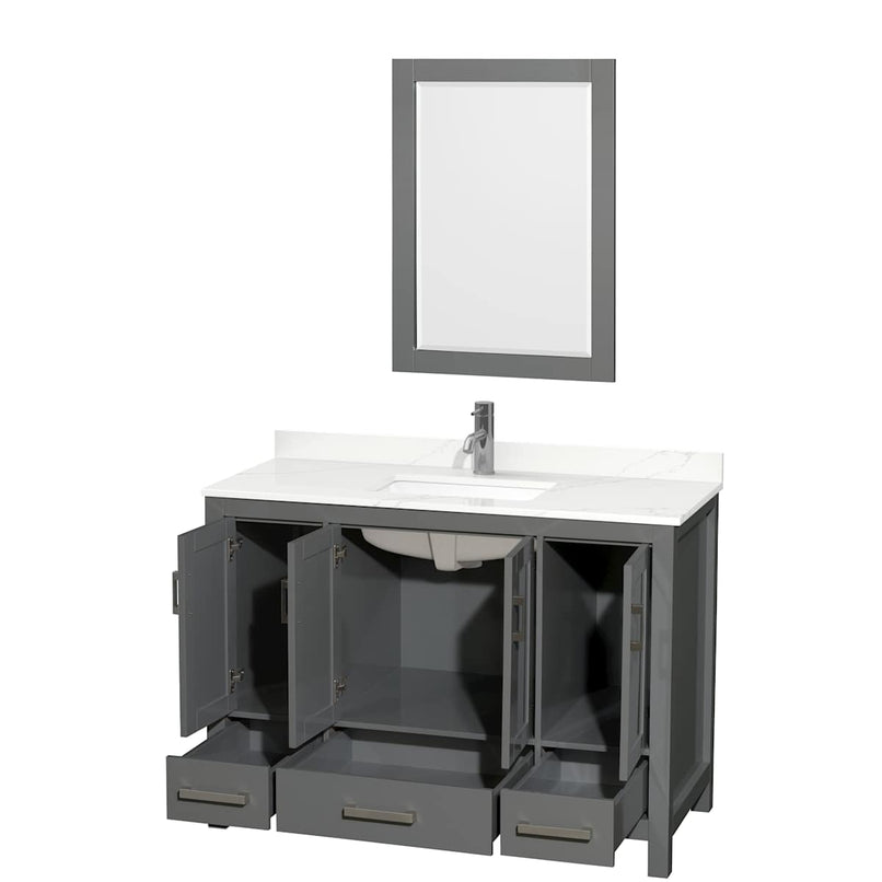 Sheffield 48" Free Standing Single Basin Vanity Set with Cabinet, Quartz Vanity Top, and Framed Mirror - image 10