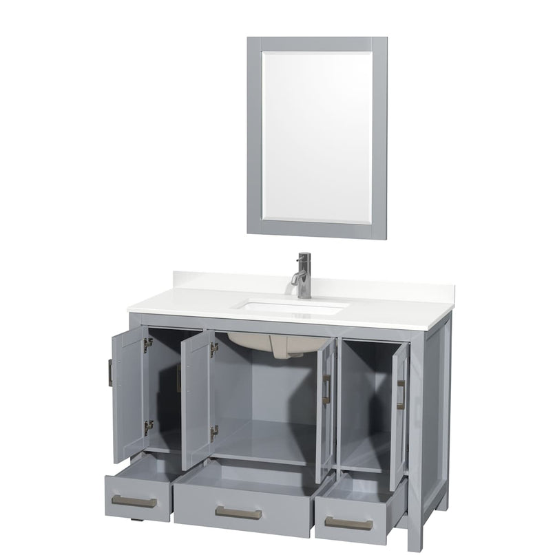 Sheffield 48" Free Standing Single Basin Vanity Set with Cabinet, Quartz Vanity Top, and Framed Mirror - image 11