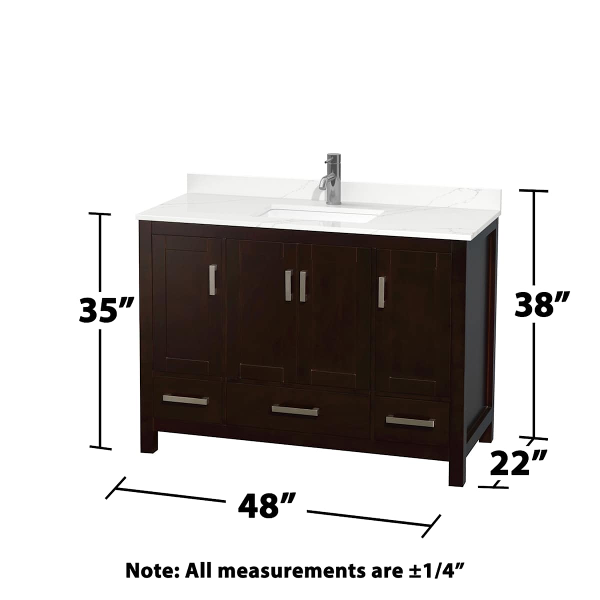 Sheffield 48" Free Standing Single Basin Vanity Set with Cabinet, Quartz Vanity Top, and Medicine Cabinet