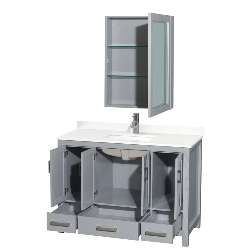 Sheffield 48" Free Standing Single Basin Vanity Set with Cabinet, Quartz Vanity Top, and Medicine Cabinet - image 12