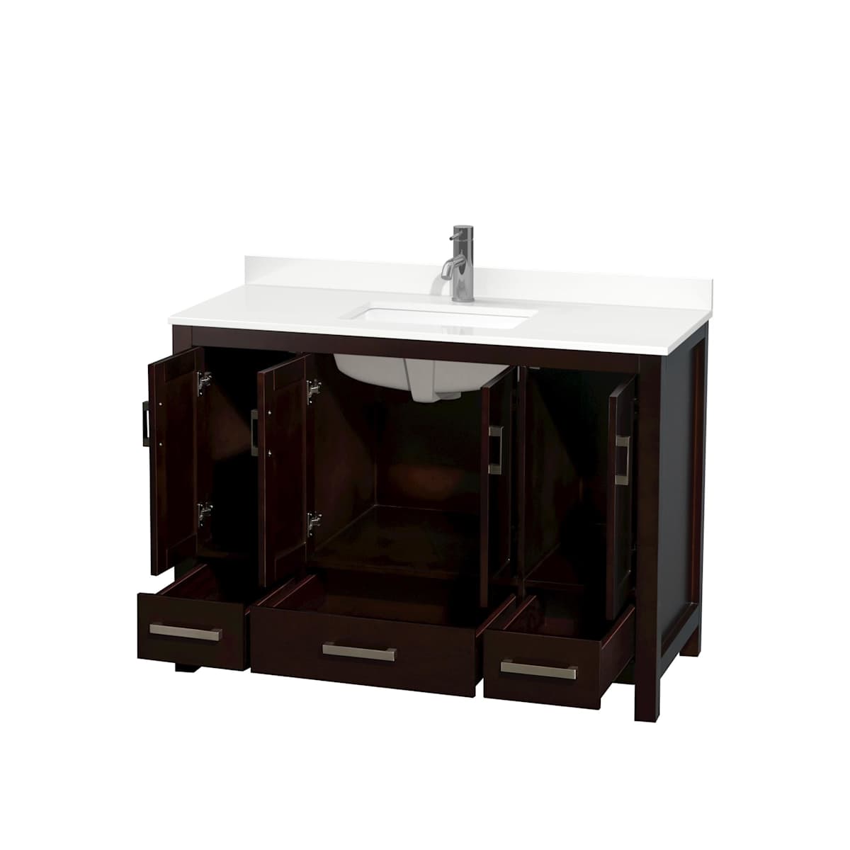 Sheffield 48" Free Standing Single Basin Vanity Set with Cabinet and Quartz Vanity Top
