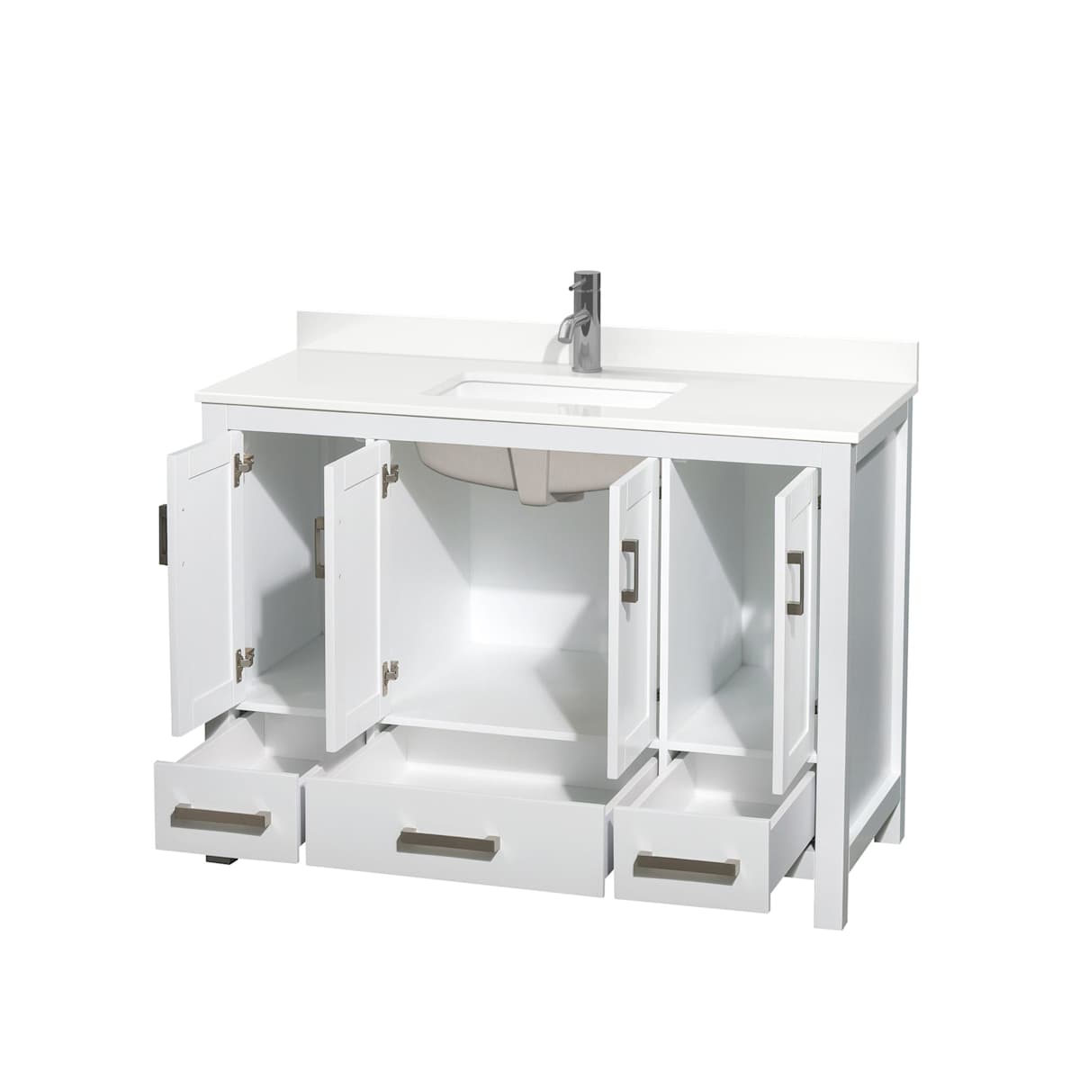 Sheffield 48" Free Standing Single Basin Vanity Set with Cabinet and Quartz Vanity Top