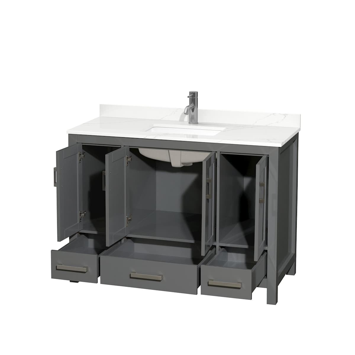 Sheffield 48" Free Standing Single Basin Vanity Set with Cabinet and Quartz Vanity Top
