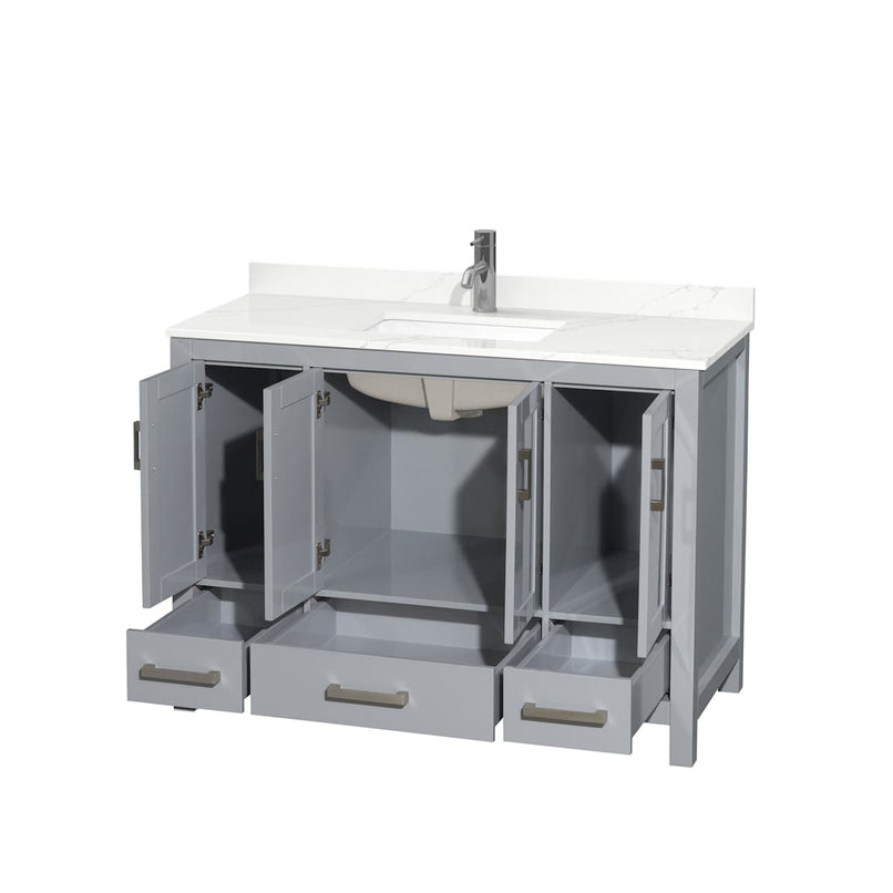 Sheffield 48" Free Standing Single Basin Vanity Set with Cabinet and Quartz Vanity Top - image 12