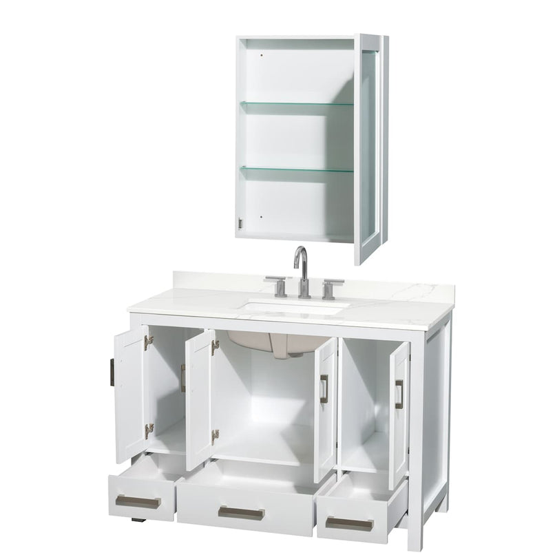 Sheffield 48" Free Standing Single Basin Vanity Set with Cabinet, Quartz Vanity Top, and Medicine Cabinet - image 11