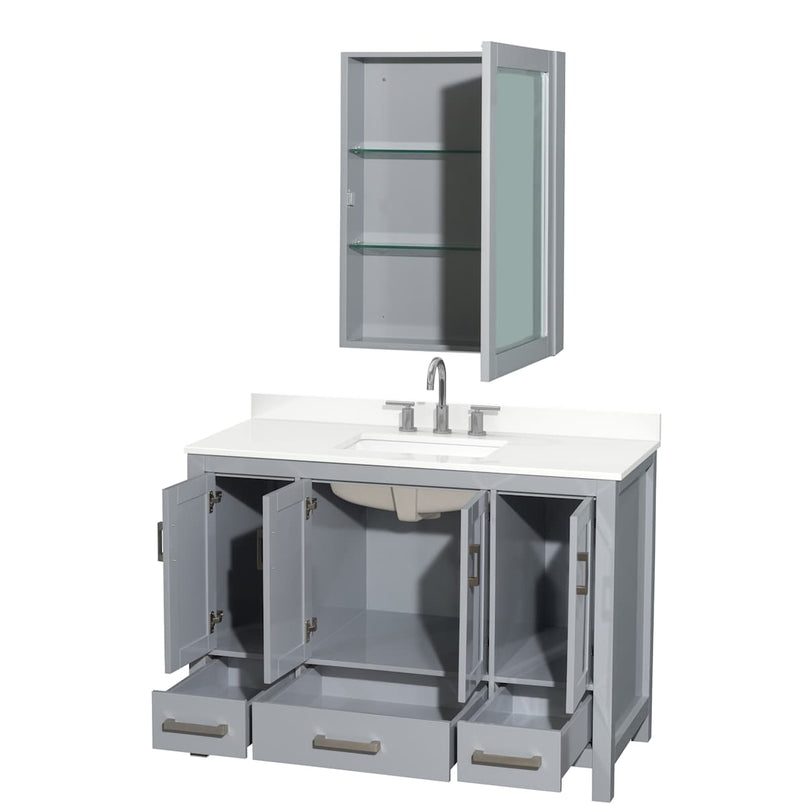 Sheffield 48" Free Standing Single Basin Vanity Set with Cabinet, Quartz Vanity Top, and Medicine Cabinet - image 14