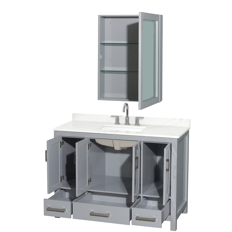 Sheffield 48" Free Standing Single Basin Vanity Set with Cabinet, Quartz Vanity Top, and Medicine Cabinet - image 15